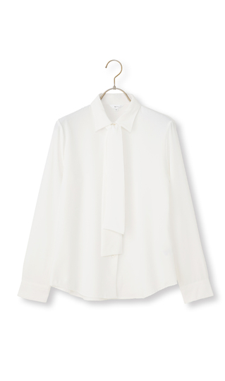 シャツ襟取り外しタイ付きブラウス【2WAY】【長袖】