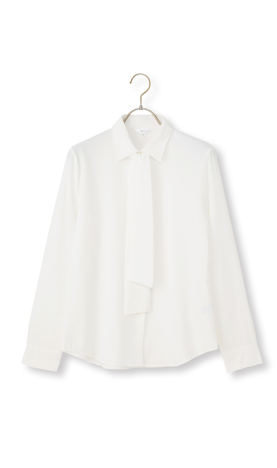 シャツ襟取り外しタイ付きブラウス【2WAY】【長袖】 ホワイト S