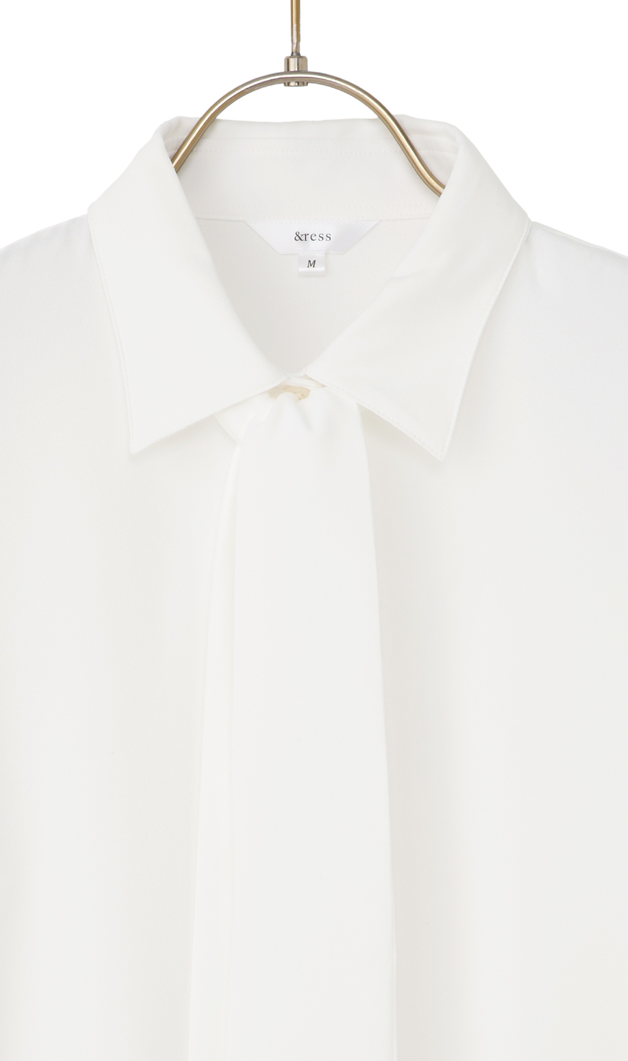 シャツ襟取り外しタイ付きブラウス【2WAY】【長袖】 ホワイト S