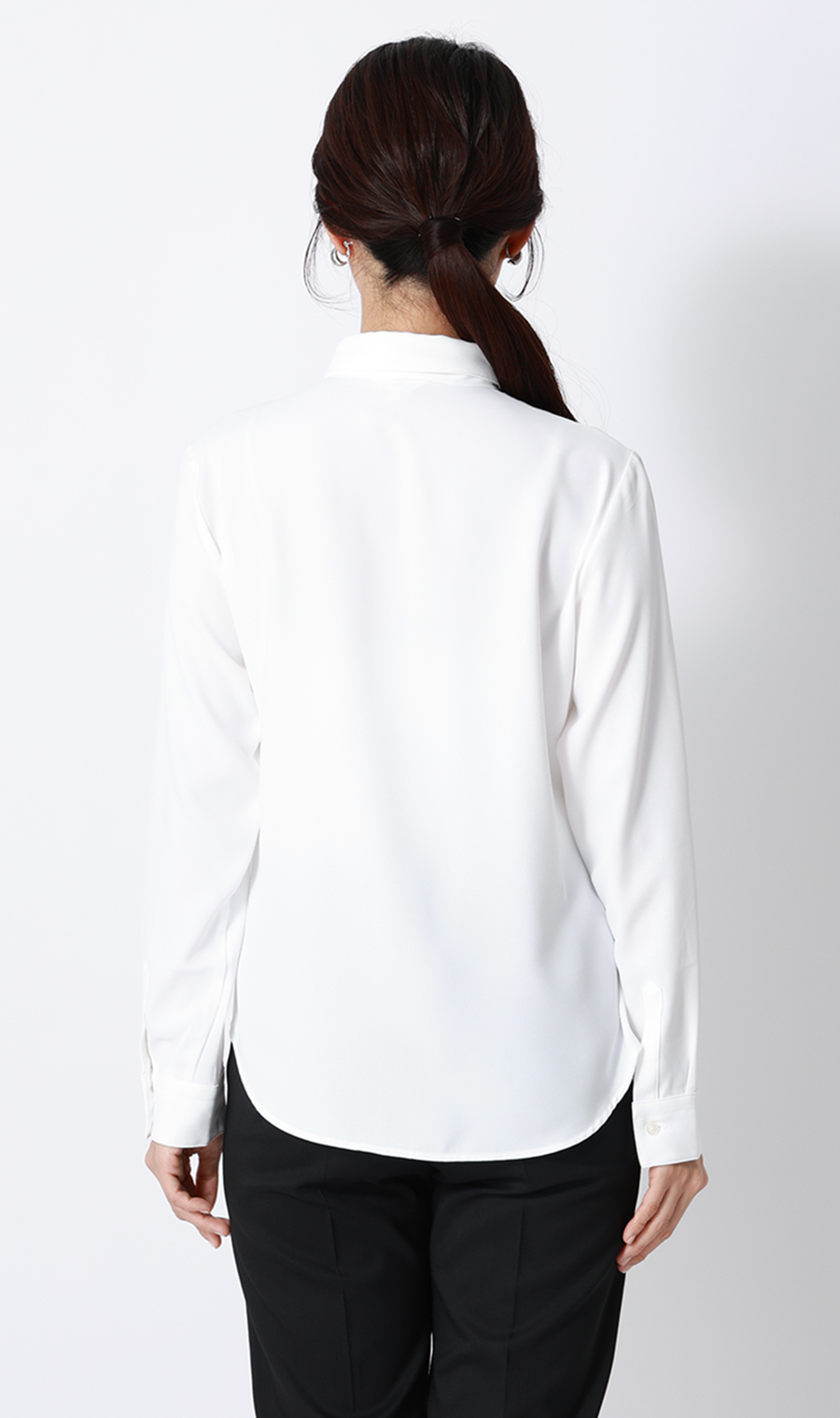 シャツ襟取り外しタイ付きブラウス【2WAY】【長袖】 ホワイト S