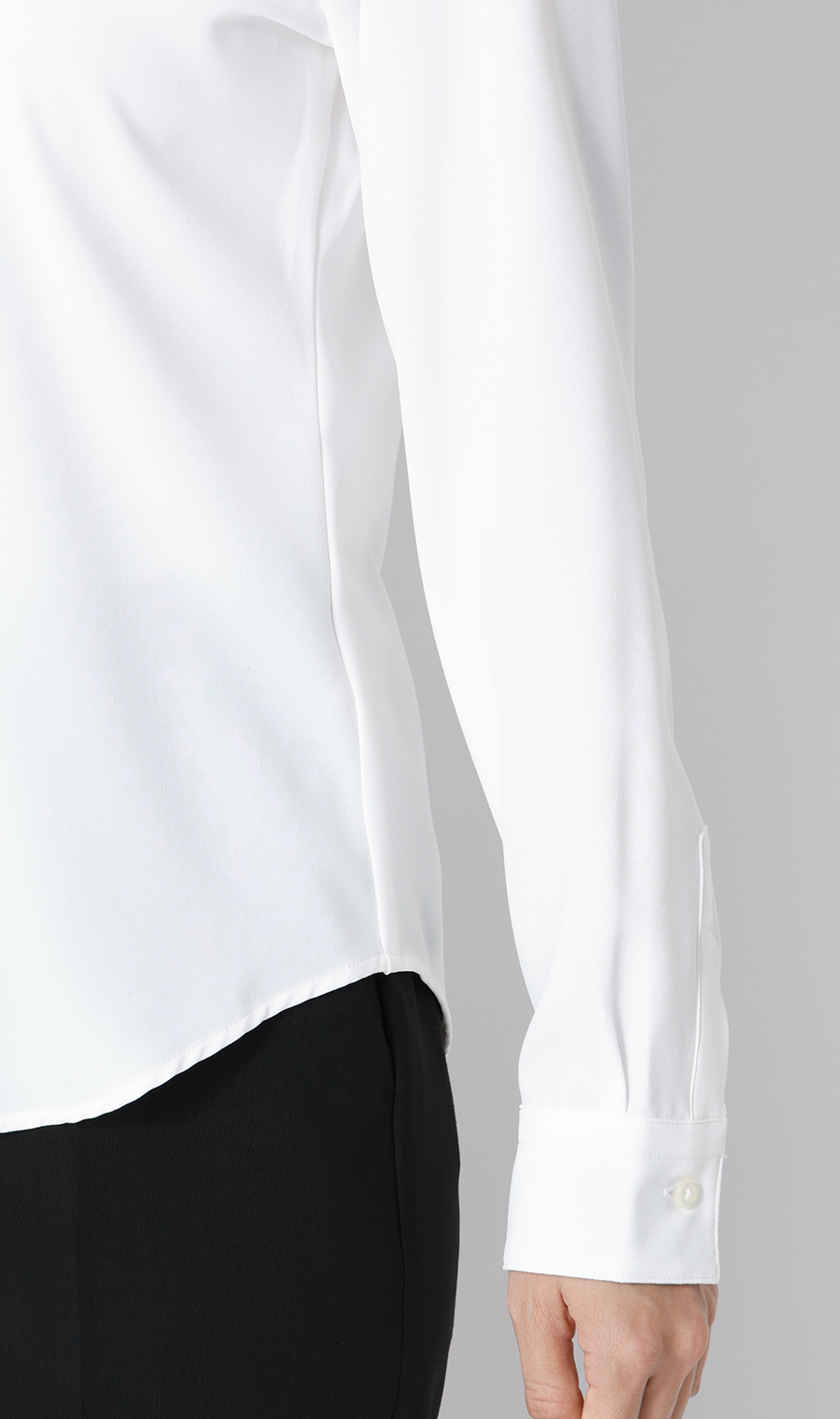 シャツ襟取り外しタイ付きブラウス【2WAY】【長袖】 ホワイト S