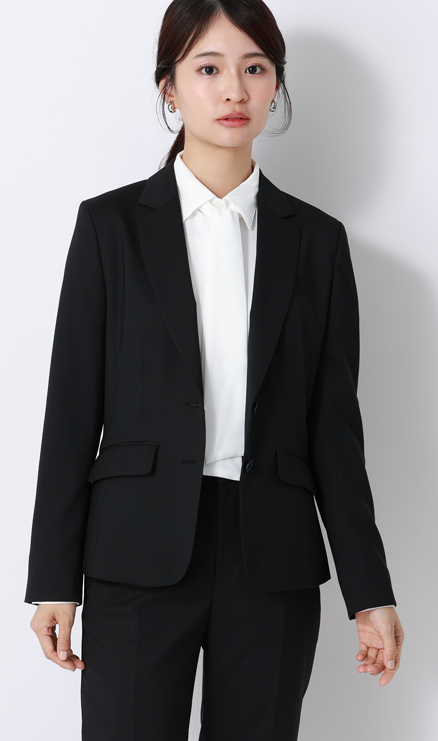 シャツ襟取り外しタイ付きブラウス【2WAY】【長袖】 ホワイト S