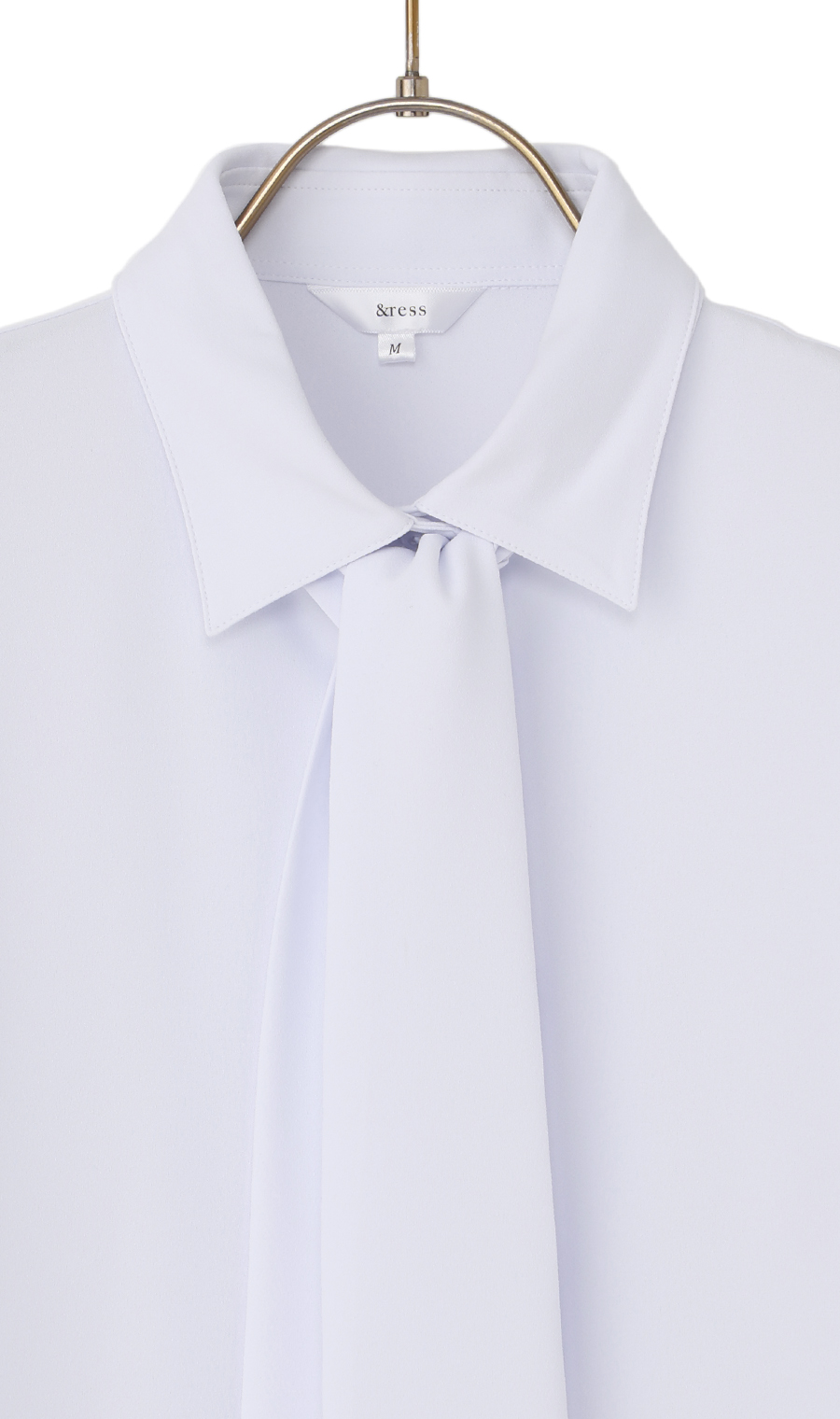 シャツ襟取り外しタイ付きブラウス【2WAY】【長袖】 サックス S