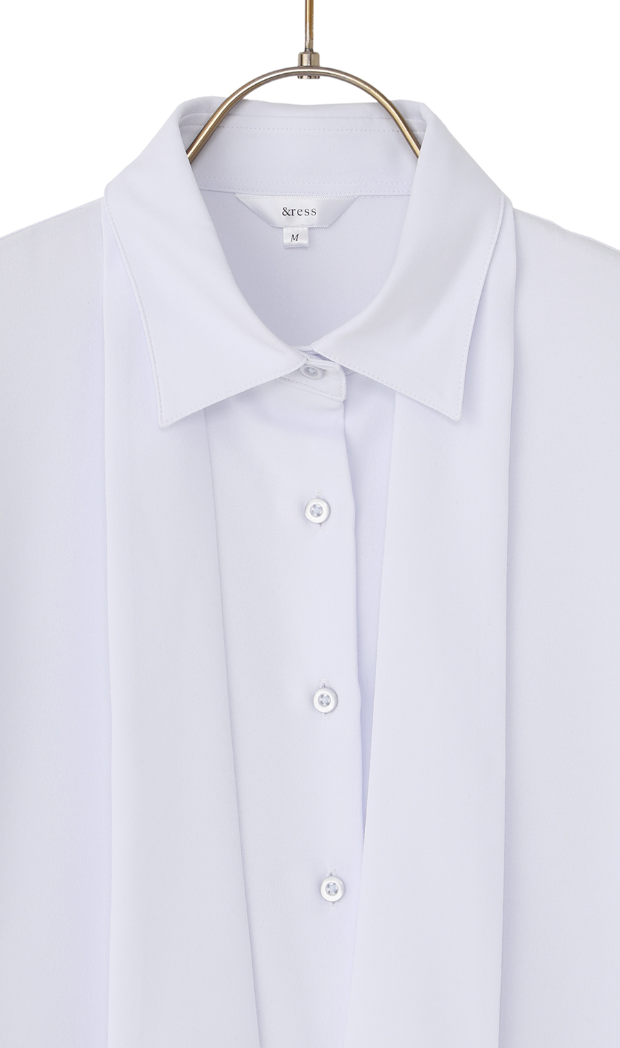 シャツ襟取り外しタイ付きブラウス【2WAY】【長袖】 サックス S