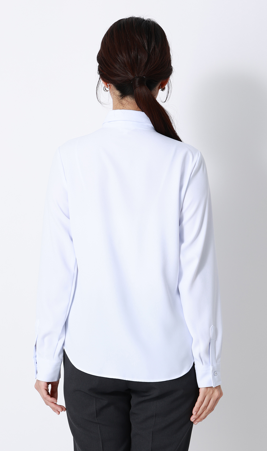 シャツ襟取り外しタイ付きブラウス【2WAY】【長袖】 サックス S