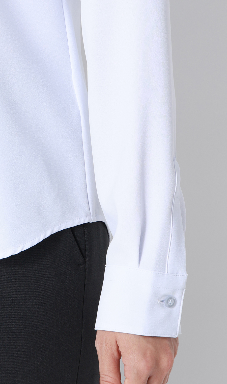 シャツ襟取り外しタイ付きブラウス【2WAY】【長袖】 サックス S