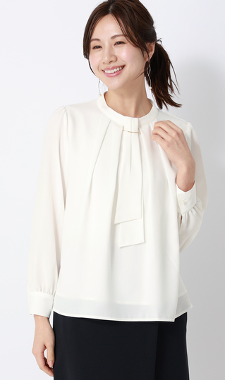 名品アクセサリー付きボウタイブラウス【4WAY】【長袖】