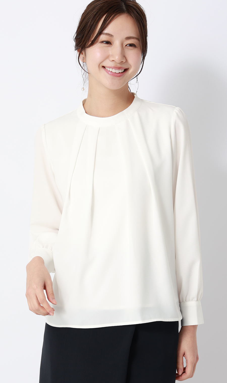 名品アクセサリー付きボウタイブラウス【4WAY】【長袖】 ホワイト S