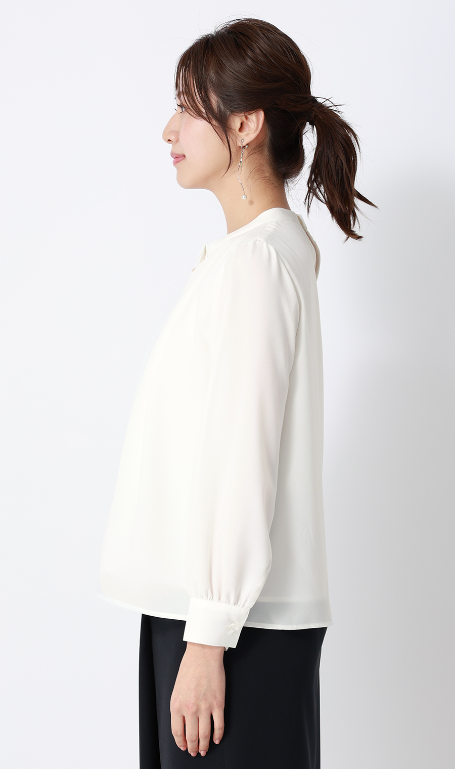 名品アクセサリー付きボウタイブラウス【4WAY】【長袖】 ホワイト S