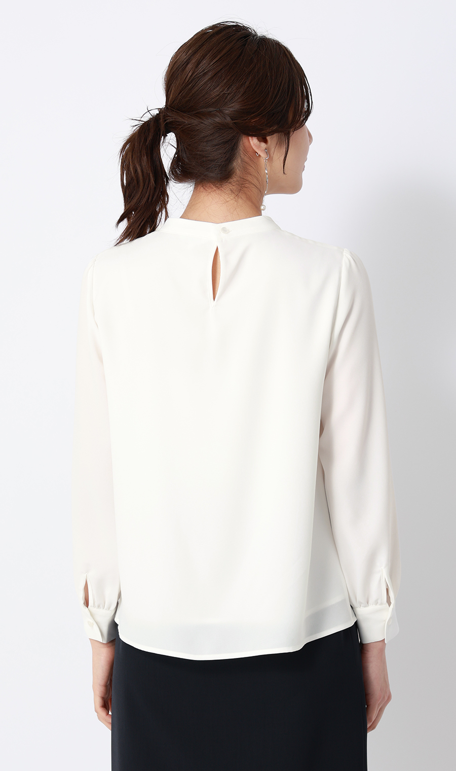 名品アクセサリー付きボウタイブラウス【4WAY】【長袖】 ホワイト S