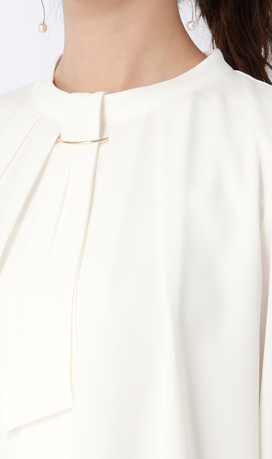 名品アクセサリー付きボウタイブラウス【4WAY】【長袖】 ホワイト S