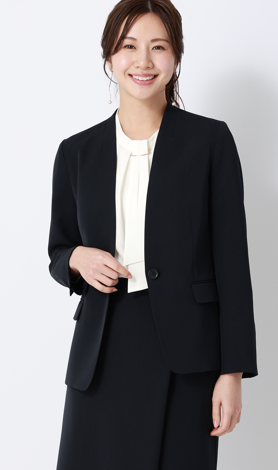 名品アクセサリー付きボウタイブラウス【4WAY】【長袖】 ホワイト S