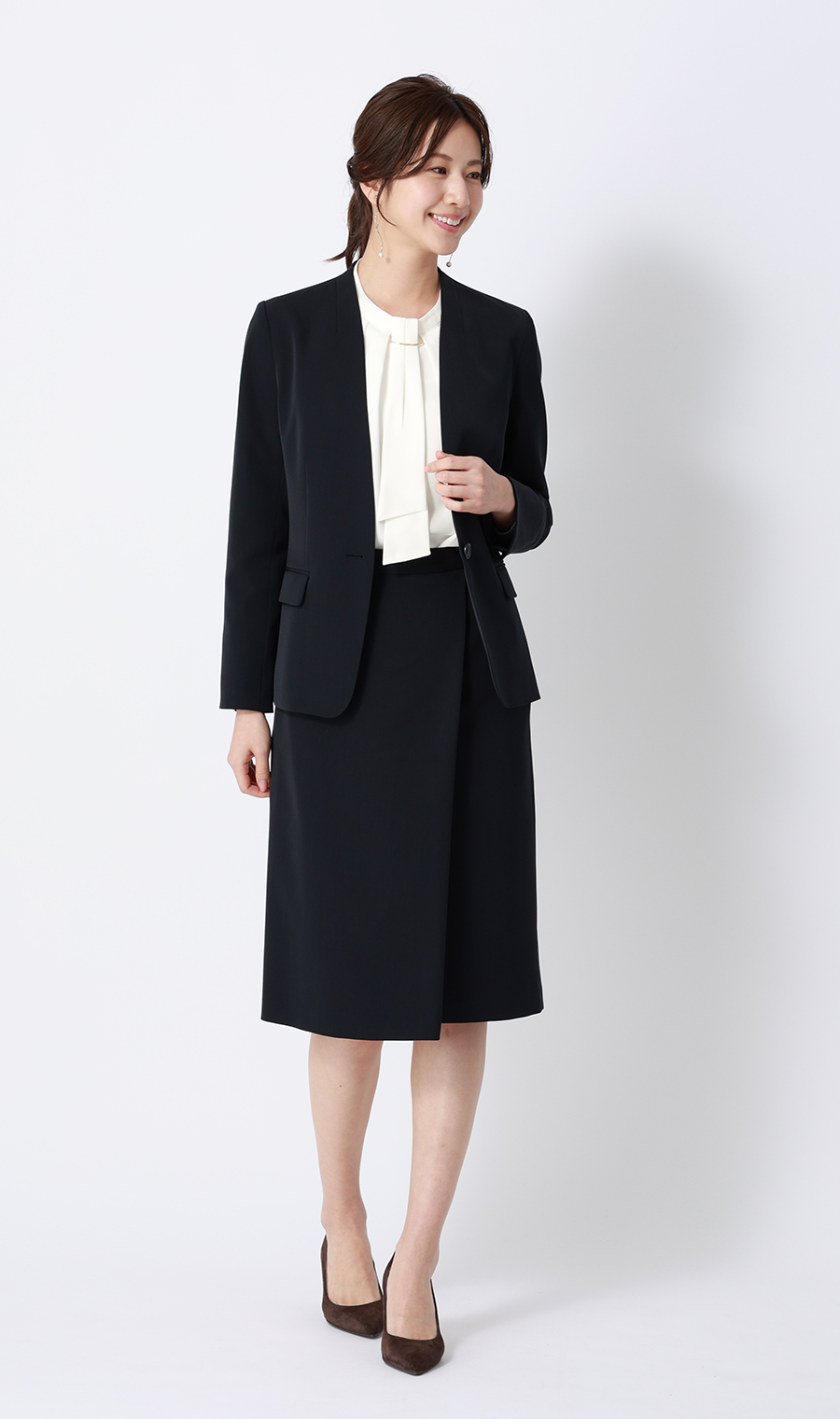 名品アクセサリー付きボウタイブラウス【4WAY】【長袖】 ホワイト S