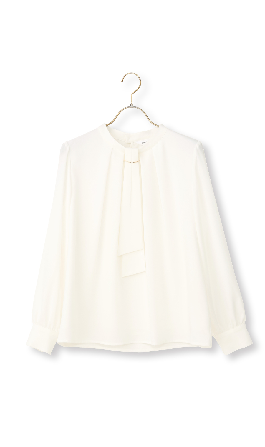 名品アクセサリー付きボウタイブラウス【4WAY】【長袖】 ホワイト S