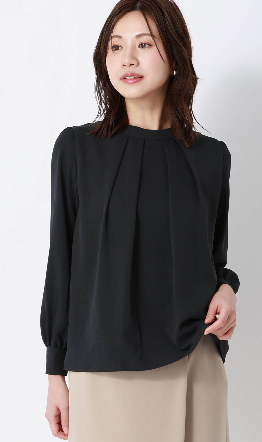 名品アクセサリー付きボウタイブラウス【4WAY】【長袖】 ネイビー S