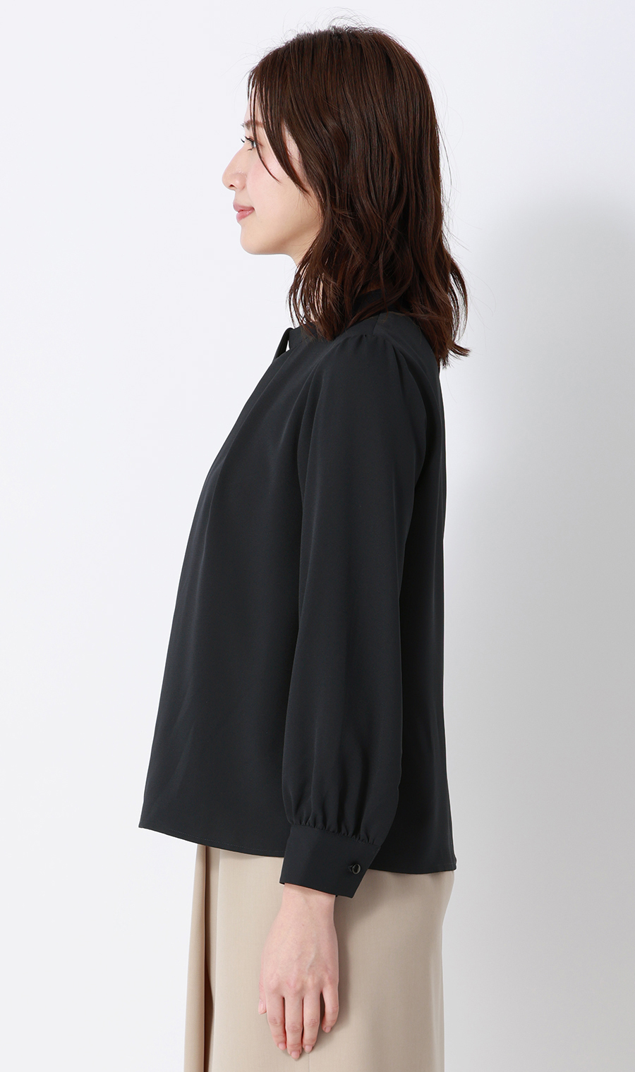 名品アクセサリー付きボウタイブラウス【4WAY】【長袖】 ネイビー S