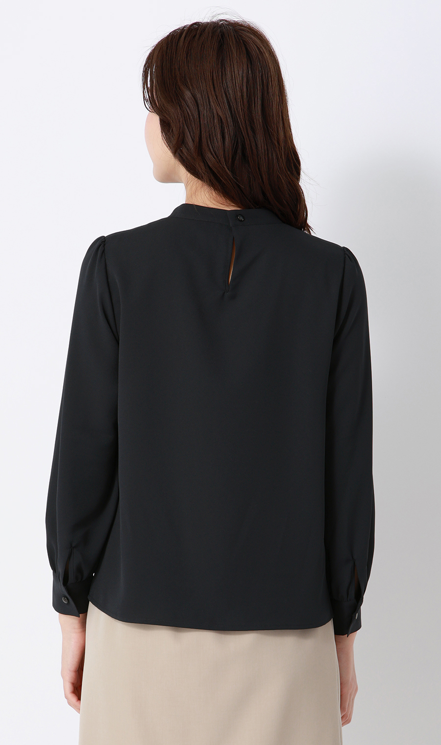 名品アクセサリー付きボウタイブラウス【4WAY】【長袖】 ネイビー S