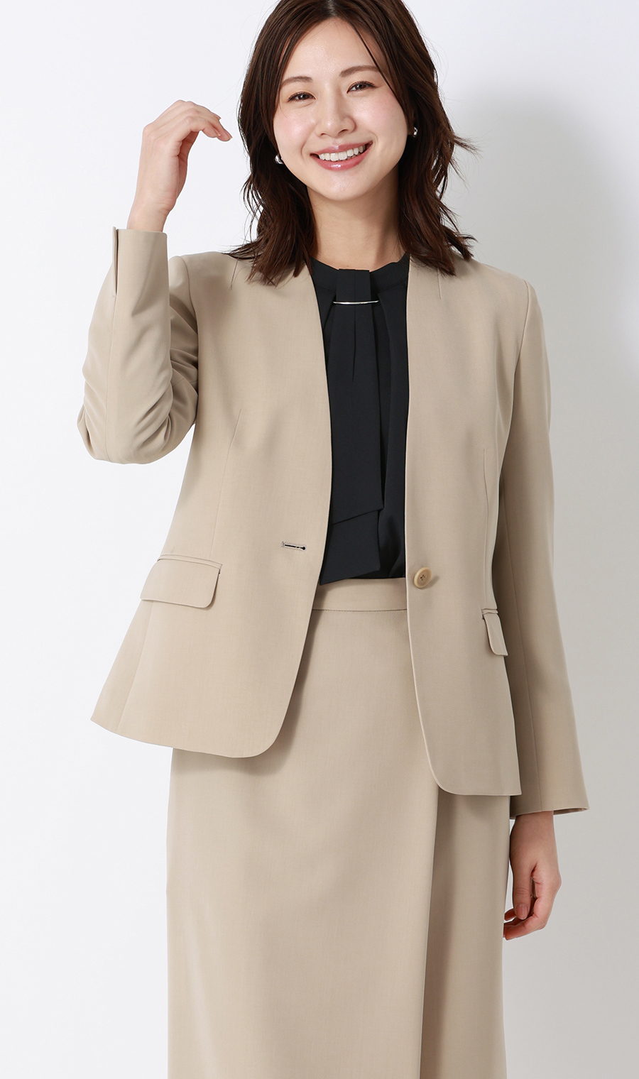 名品アクセサリー付きボウタイブラウス【4WAY】【長袖】 ネイビー S