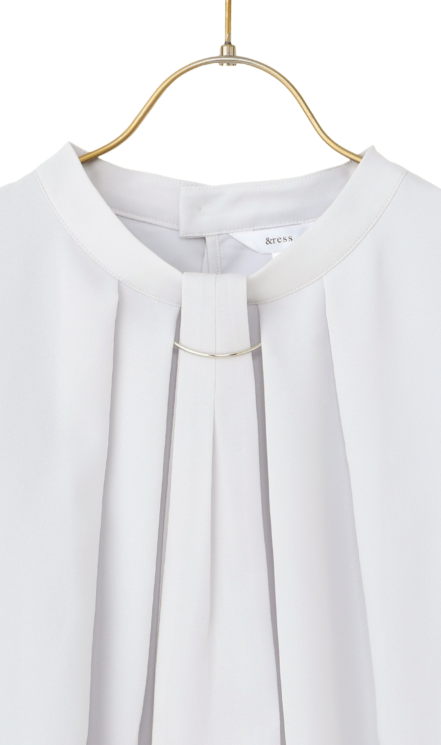 名品アクセサリー付きボウタイブラウス【4WAY】【長袖】 ライトグレー S