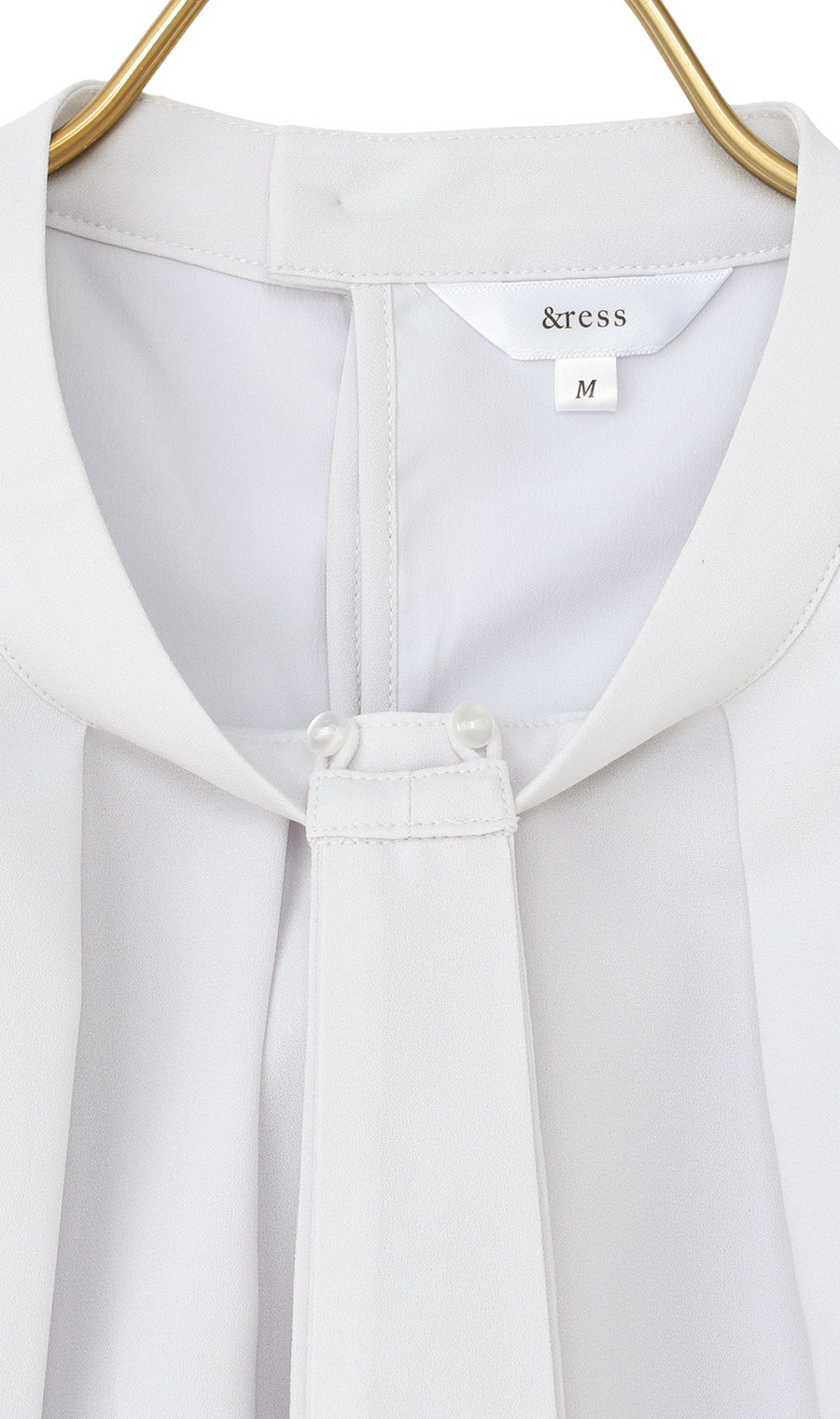 名品アクセサリー付きボウタイブラウス【4WAY】【長袖】 ライトグレー S