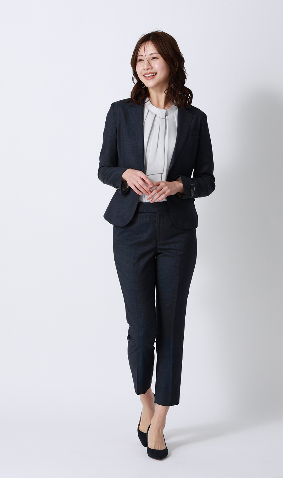 4-Way Bowtie Blouse with Accessory, Long Sleeve, Light Gray, Size S