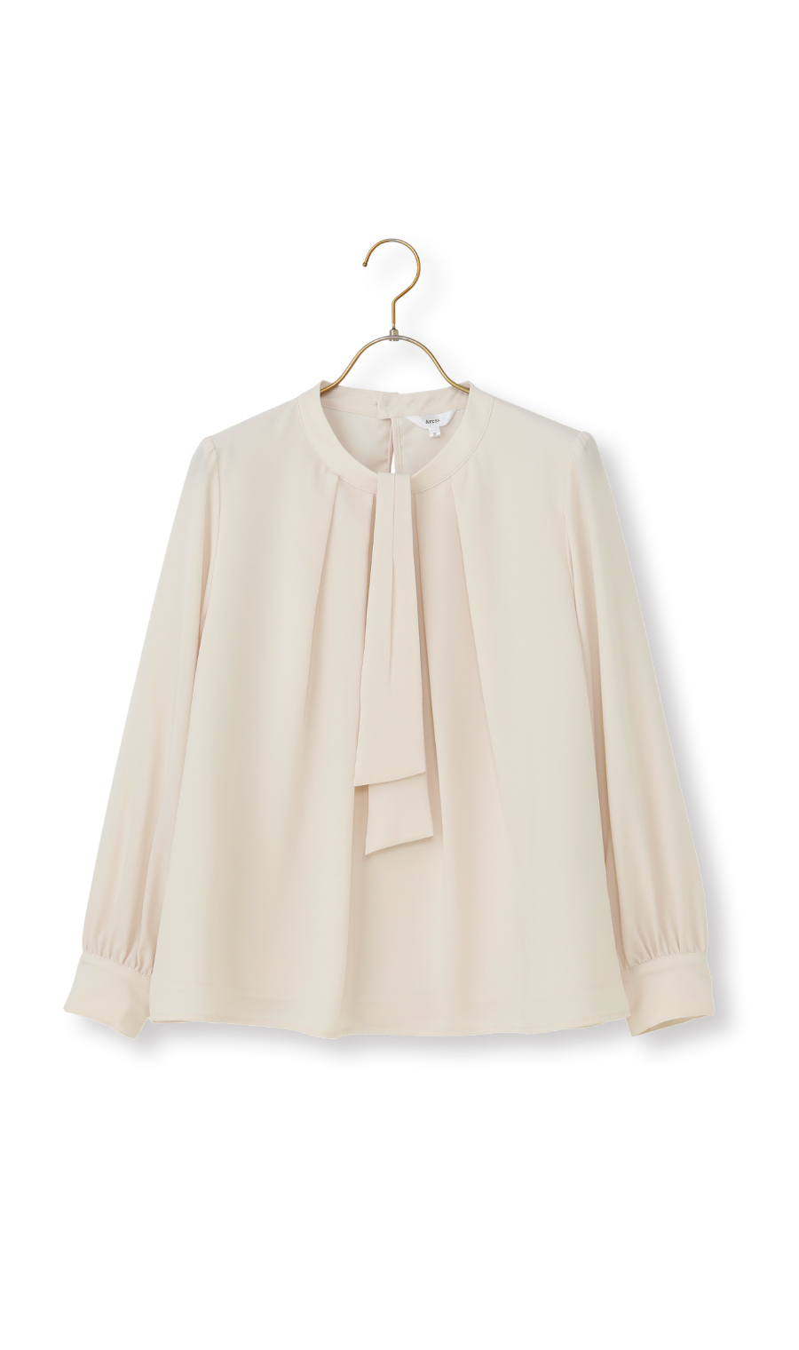 名品アクセサリー付きボウタイブラウス【4WAY】【長袖】 ベージュ S