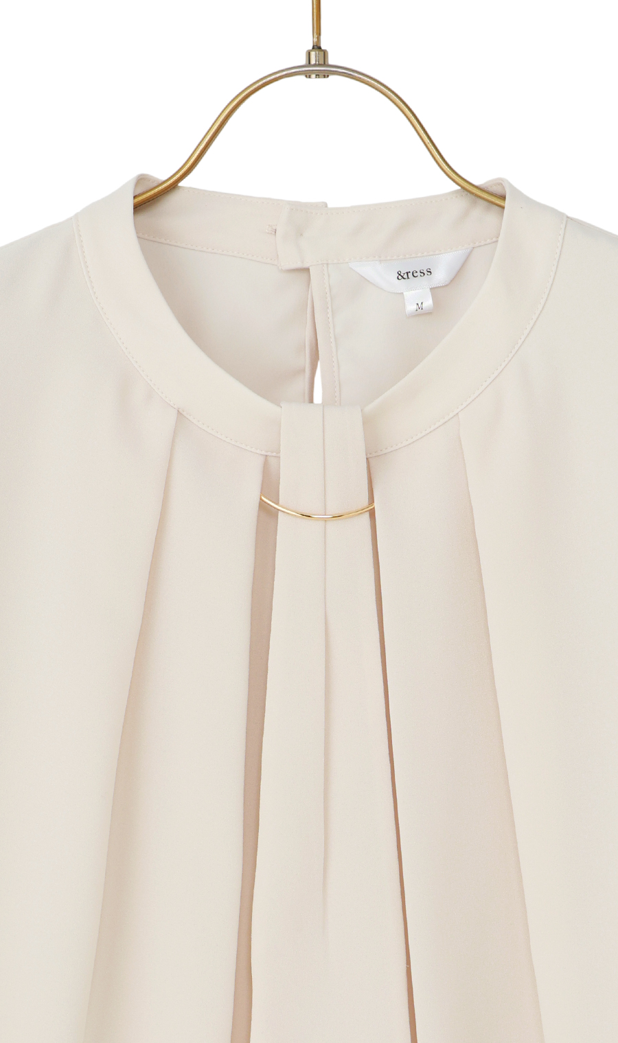 名品アクセサリー付きボウタイブラウス【4WAY】【長袖】 ベージュ S