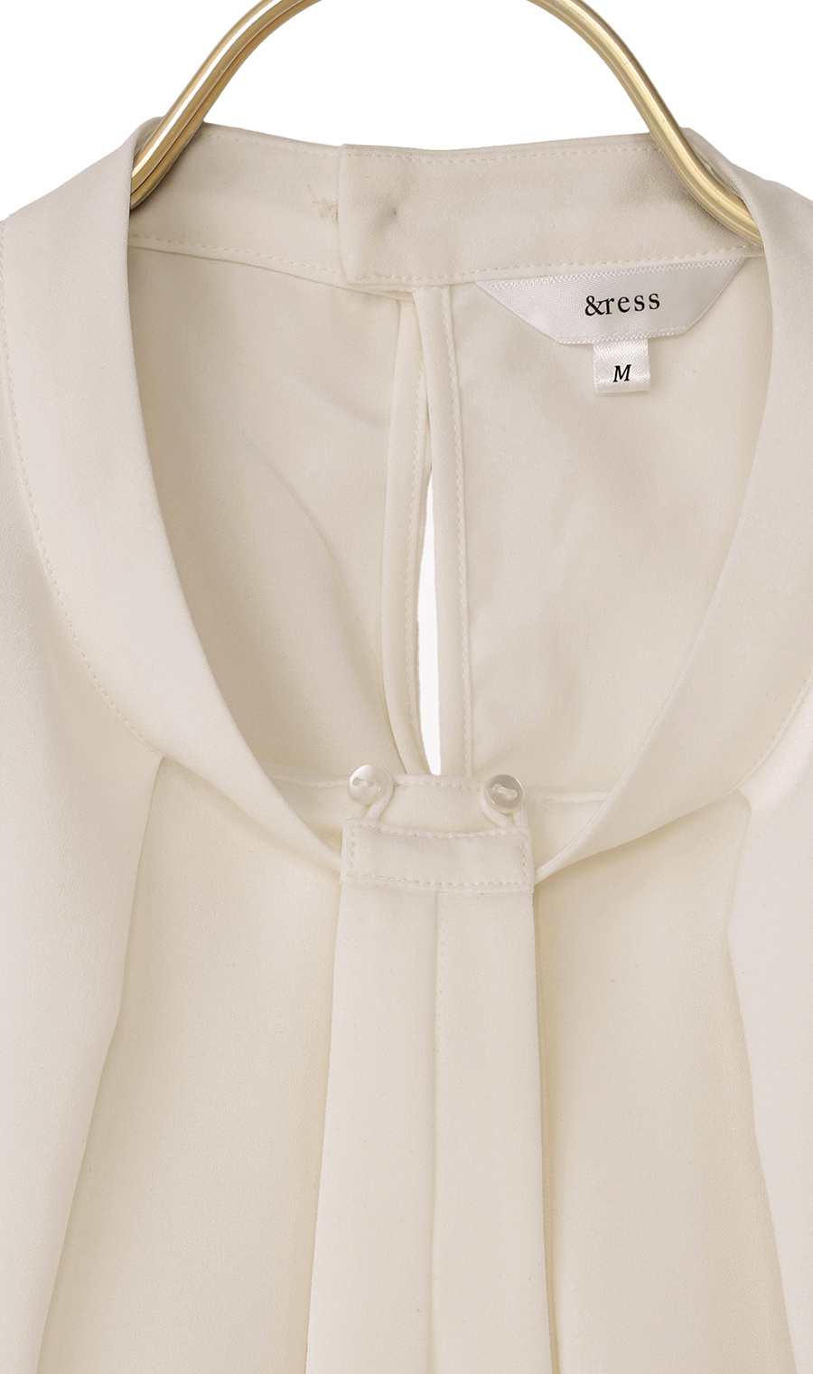 名品アクセサリー付きボウタイブラウス【4WAY】【長袖】 ベージュ S