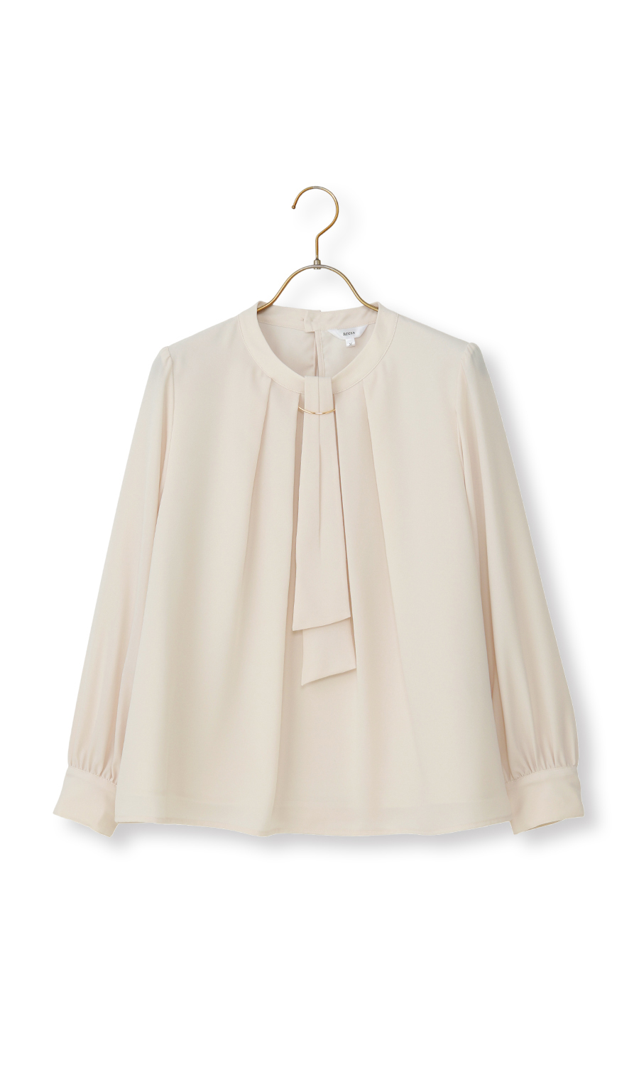 名品アクセサリー付きボウタイブラウス【4WAY】【長袖】 ベージュ S