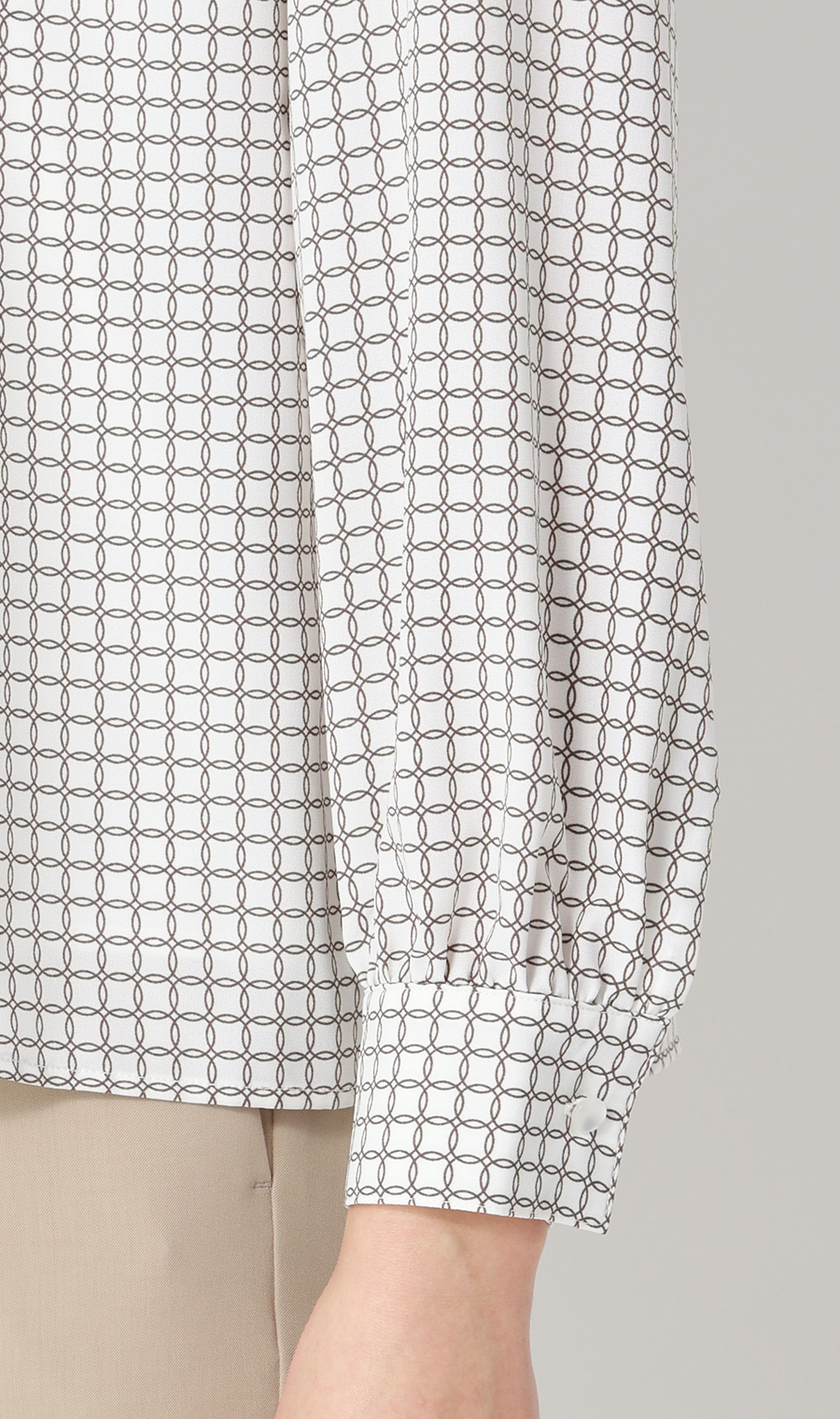 名品アクセサリー付きボウタイブラウス【4WAY】【長袖】 ブラウン S