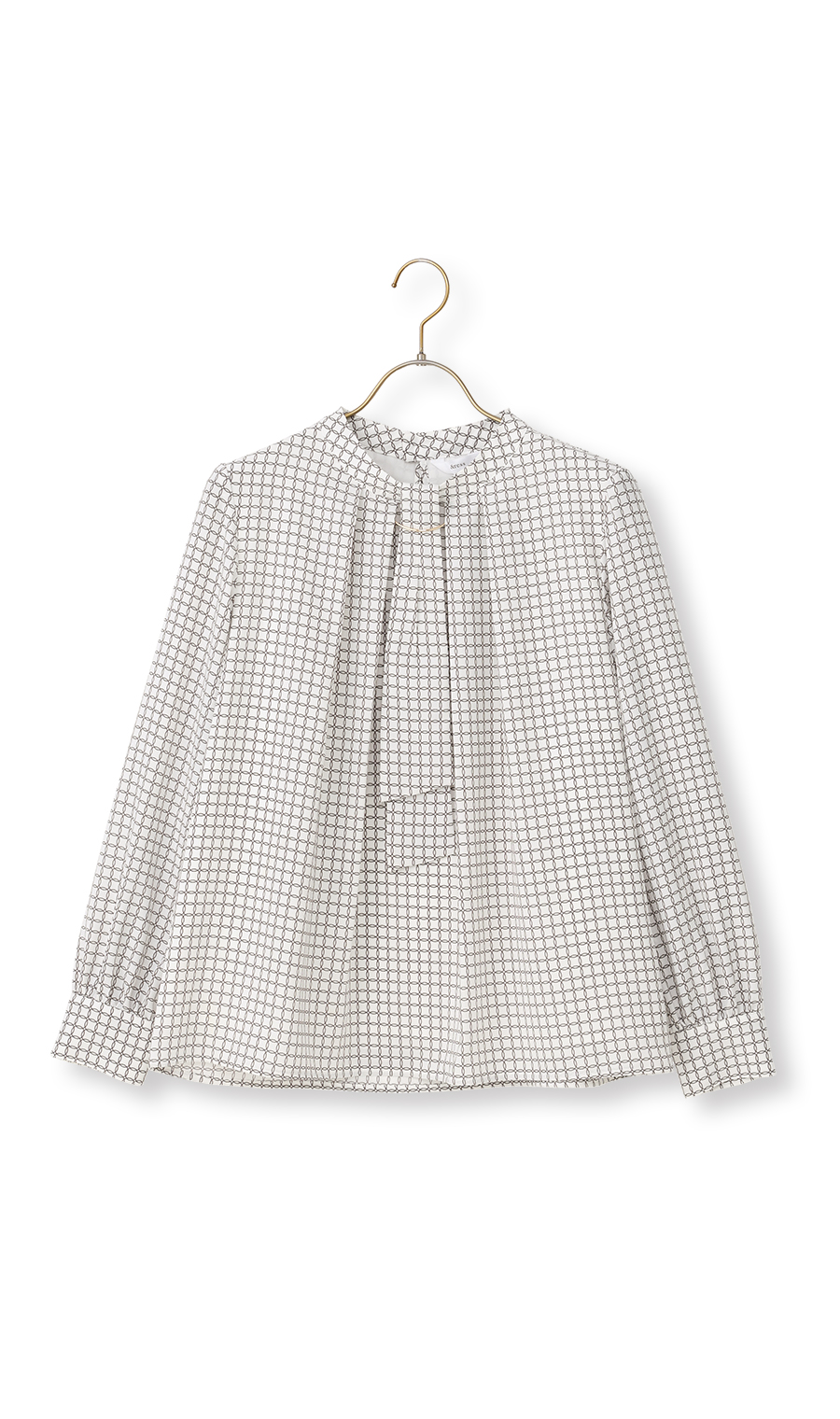 名品アクセサリー付きボウタイブラウス【4WAY】【長袖】 ブラウン S