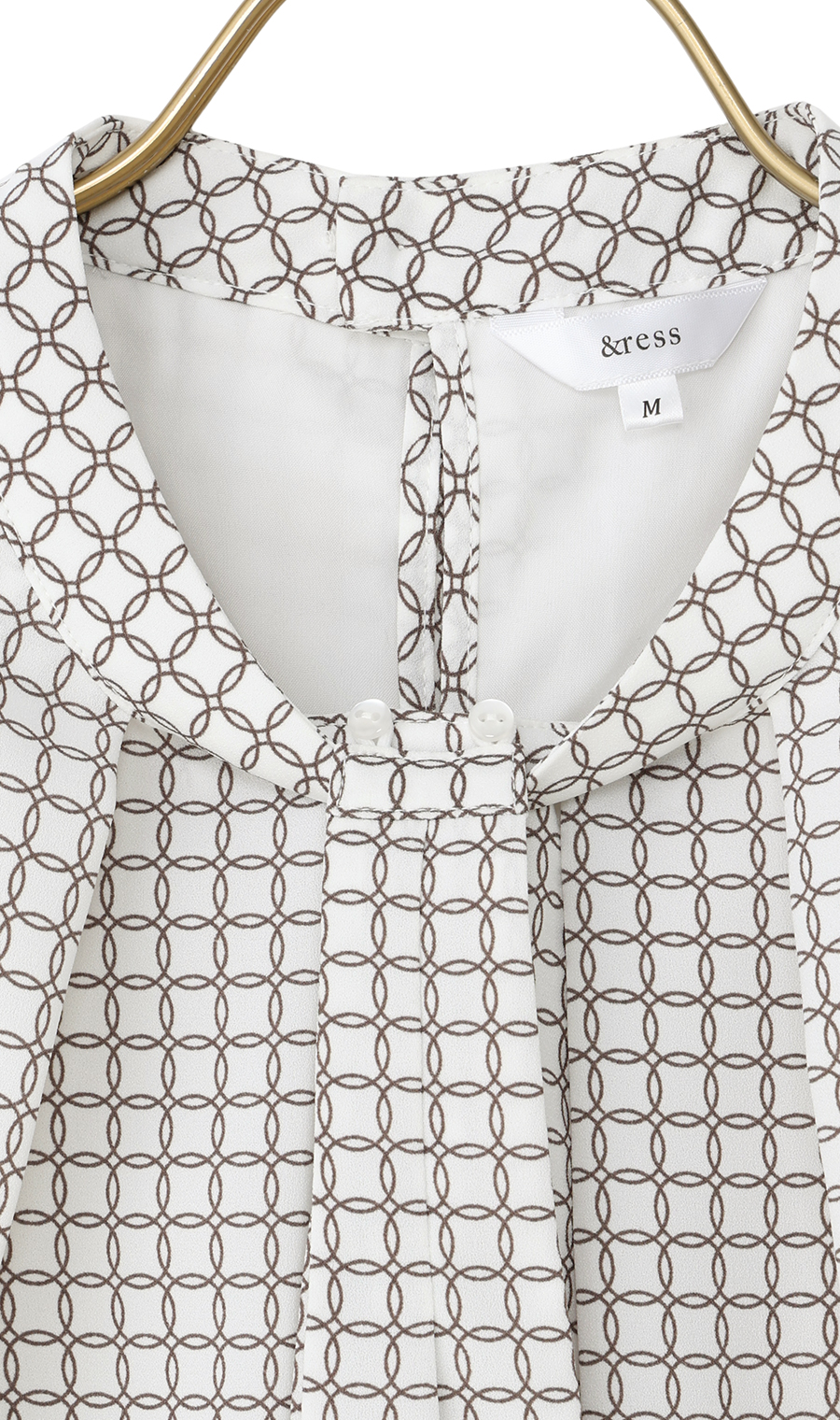 名品アクセサリー付きボウタイブラウス【4WAY】【長袖】 ブラウン S