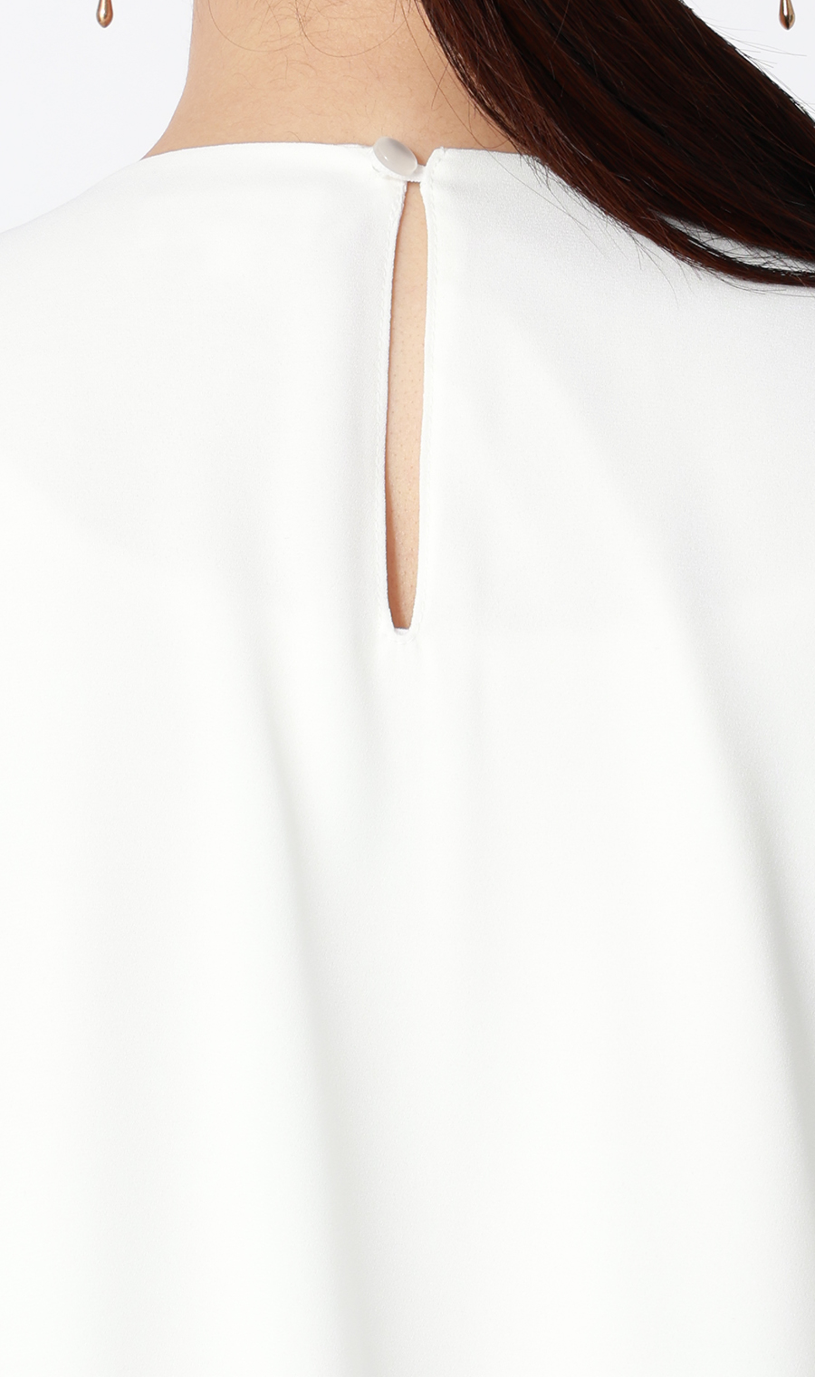 バルーンヘムブラウス【9分袖】 ホワイト S