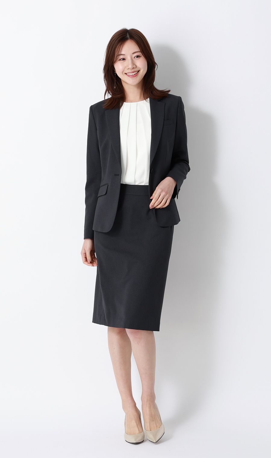 バルーンヘムブラウス【9分袖】 ホワイト S