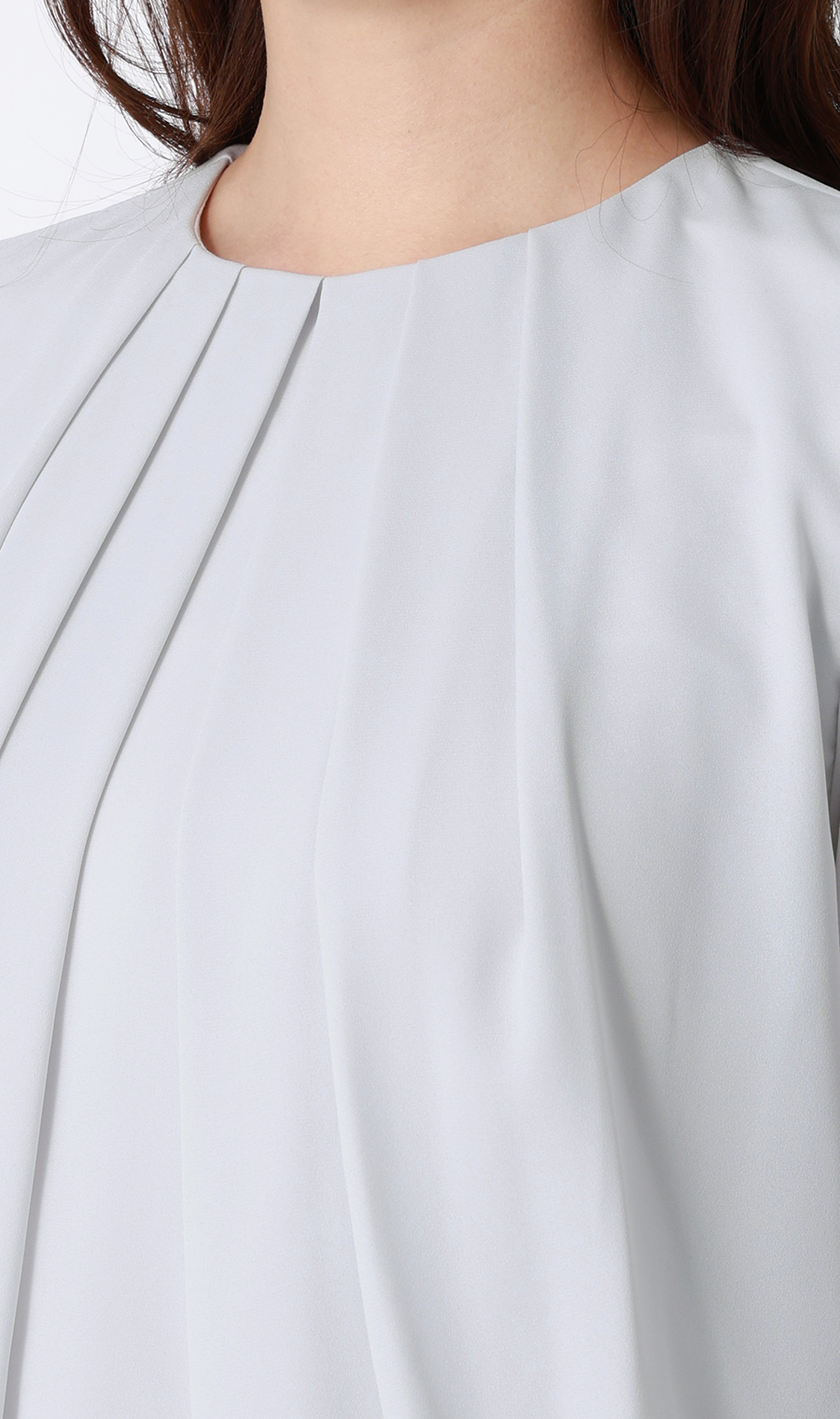 バルーンヘムブラウス【9分袖】 ライトグレー S