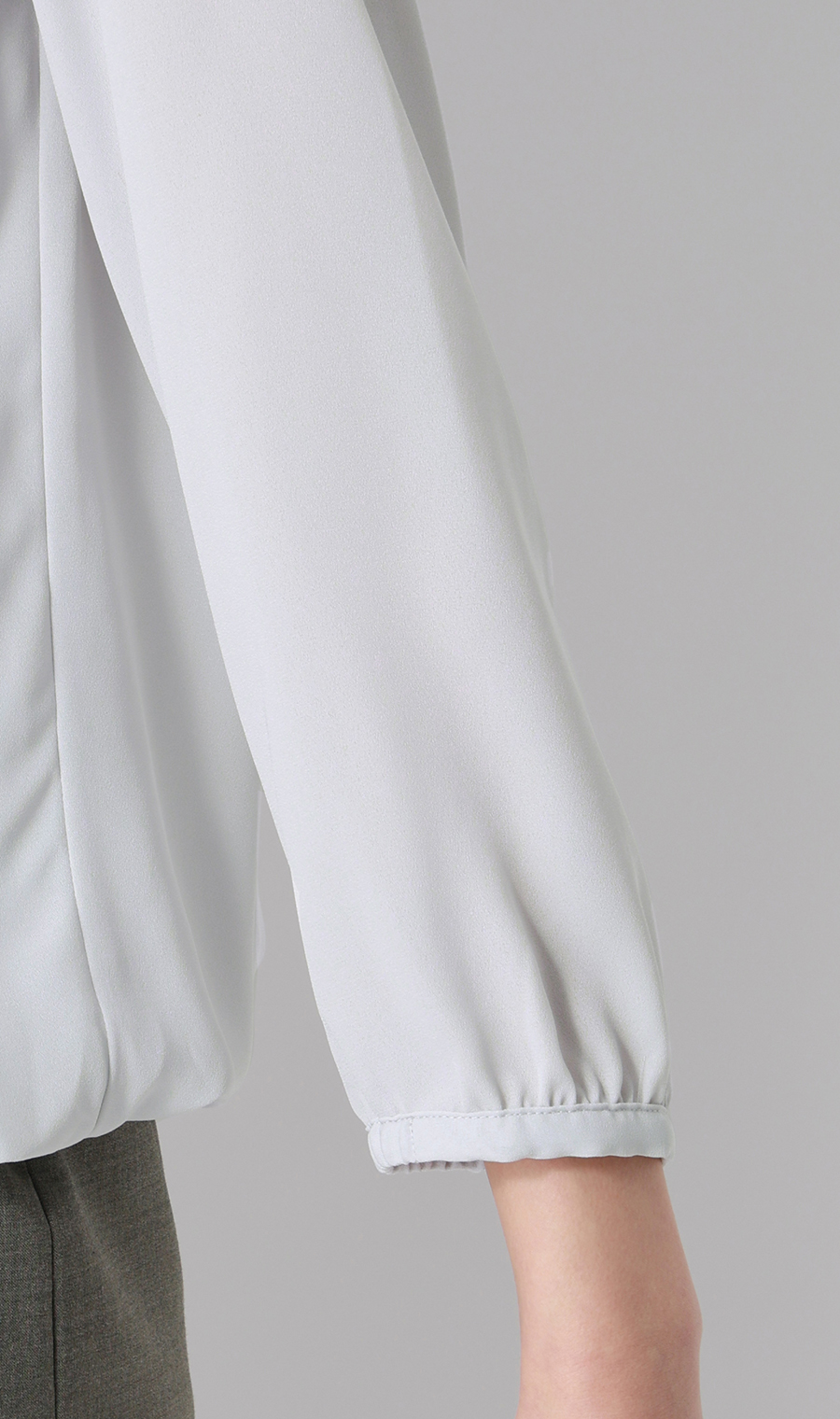 バルーンヘムブラウス【9分袖】 ライトグレー S