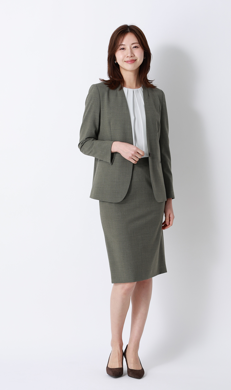 バルーンヘムブラウス【9分袖】 ライトグレー S