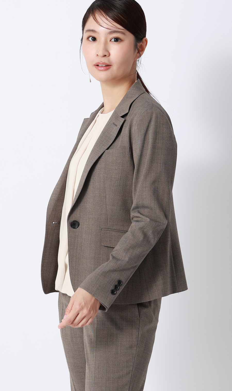 バルーンヘムブラウス【9分袖】 ベージュ S