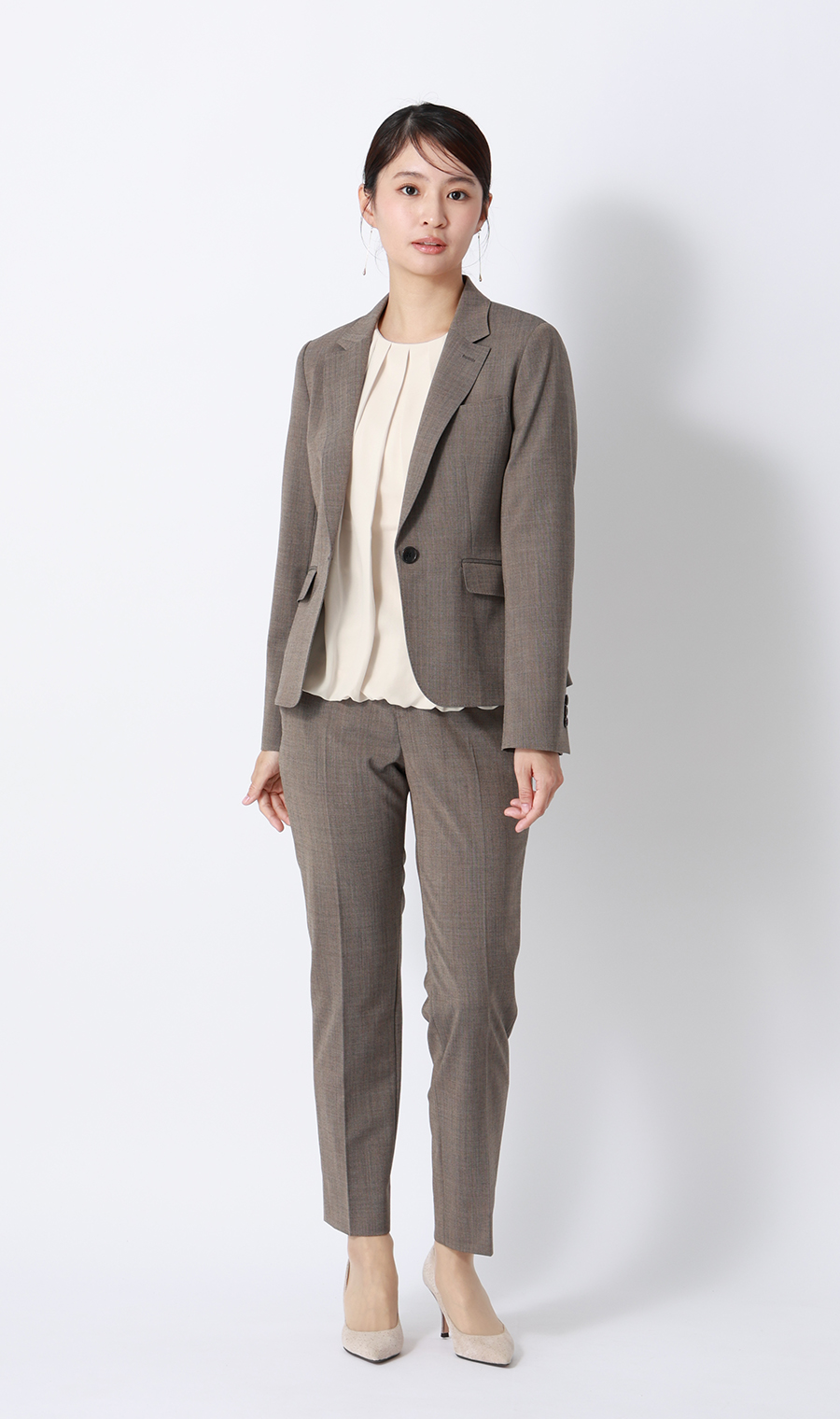 バルーンヘムブラウス【9分袖】 ベージュ S