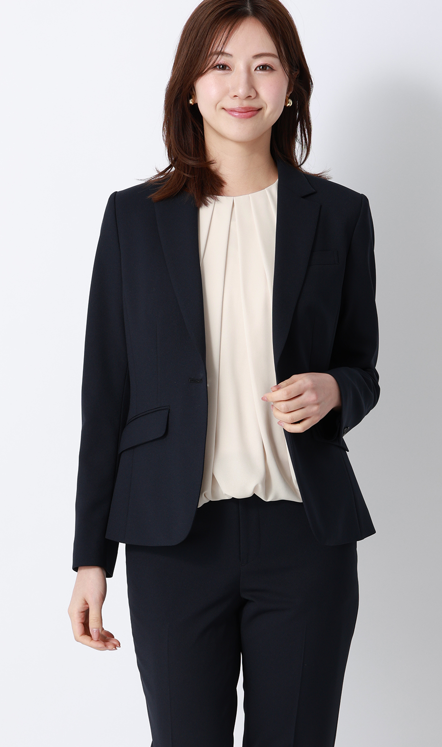 バルーンヘムブラウス【9分袖】 ベージュ S