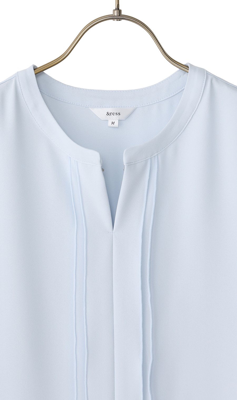 シフォンレイヤーブラウス【長袖】【2WAY】 サックス M