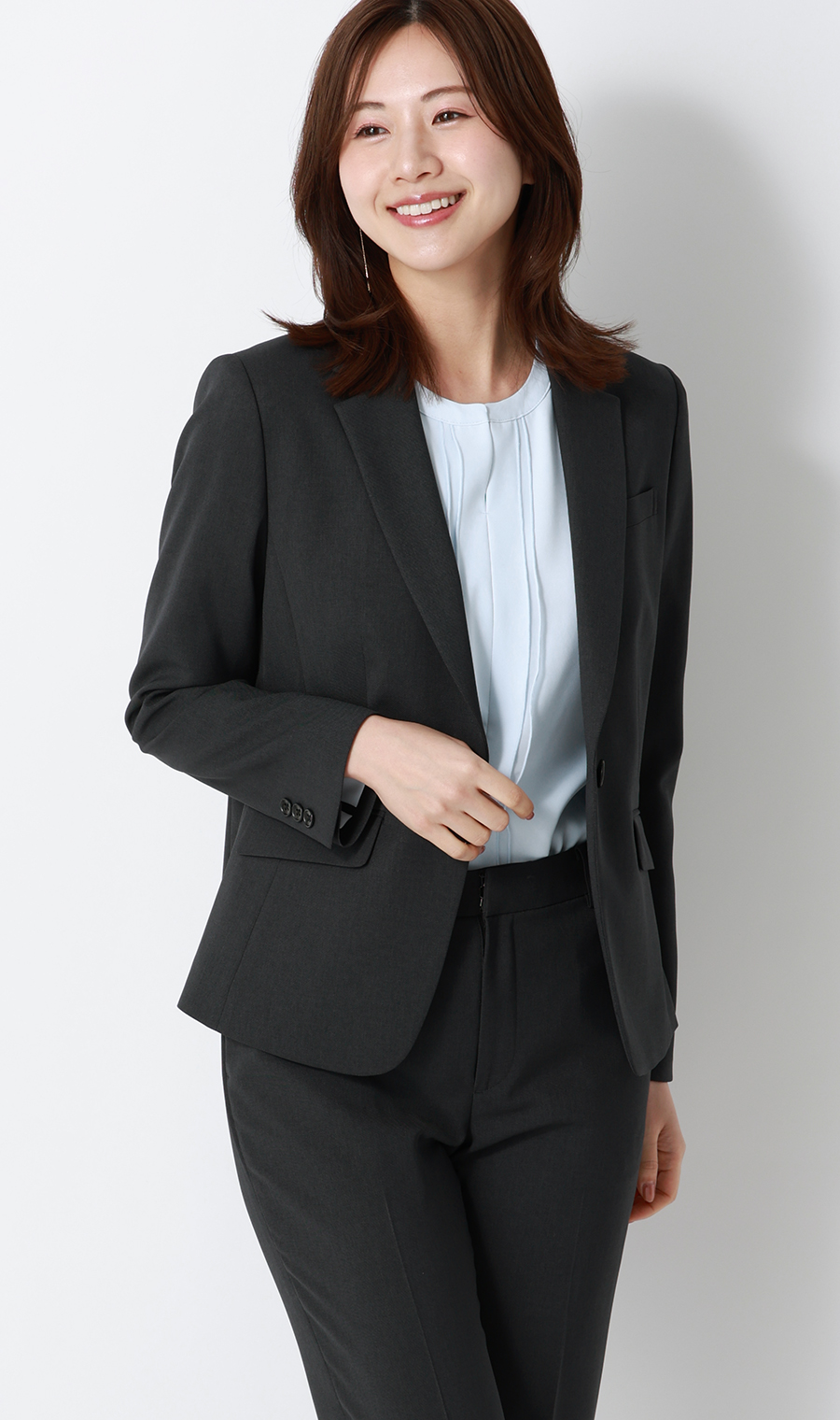 シフォンレイヤーブラウス【長袖】【2WAY】 サックス S