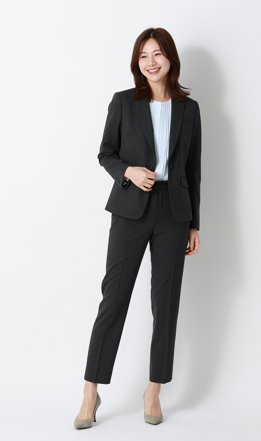 シフォンレイヤーブラウス【長袖】【2WAY】 サックス S