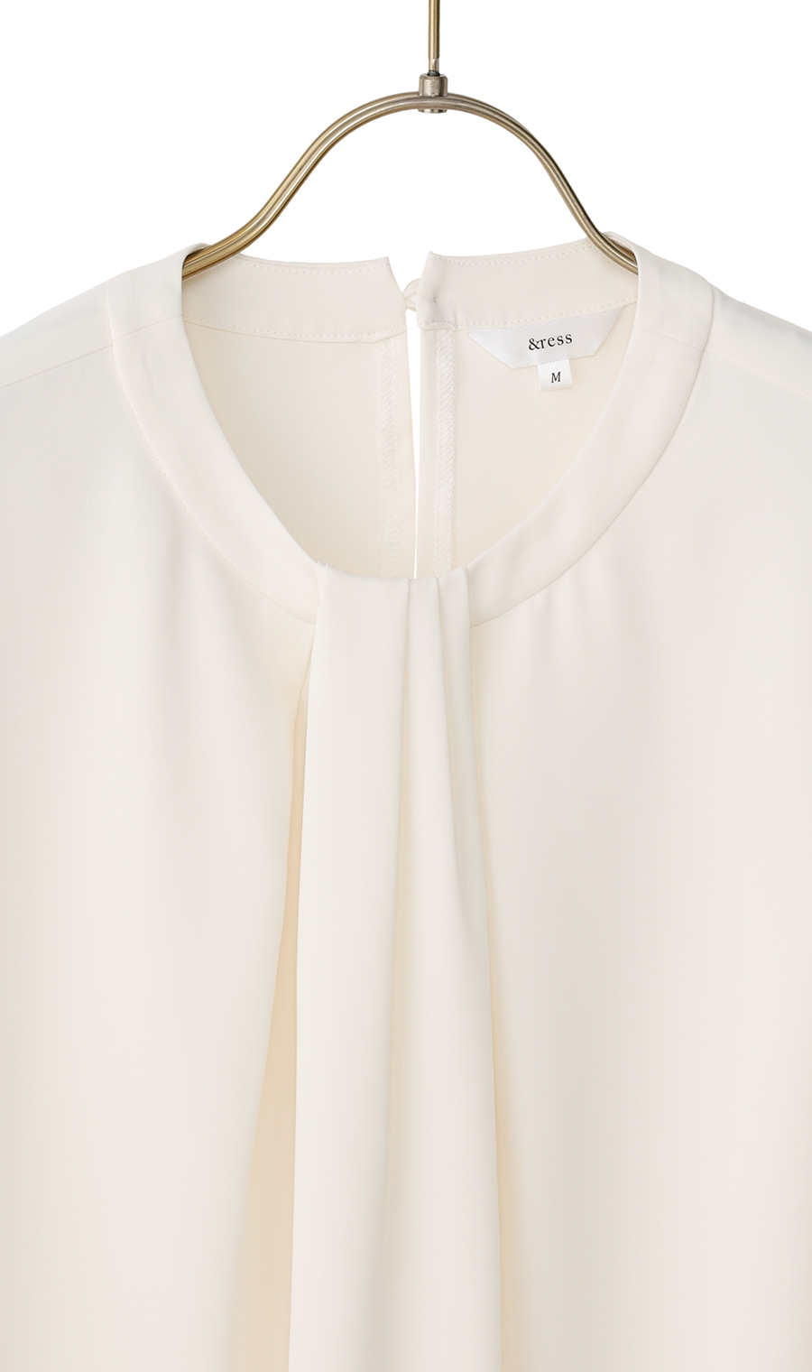 ボウタイ風タックブラウス【長袖】 ホワイト S