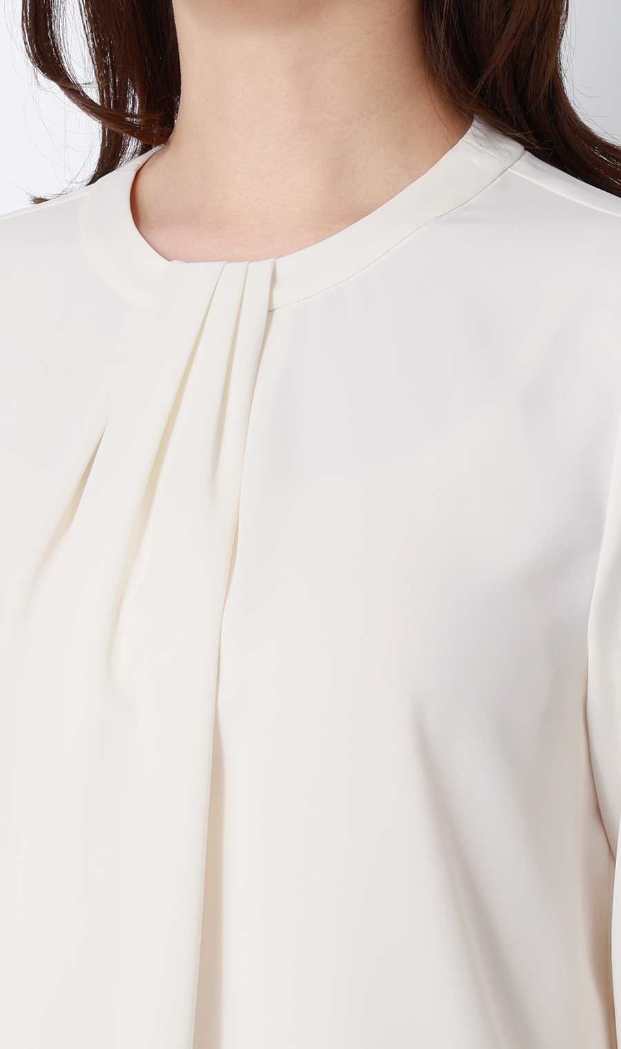 ボウタイ風タックブラウス【長袖】 ホワイト S