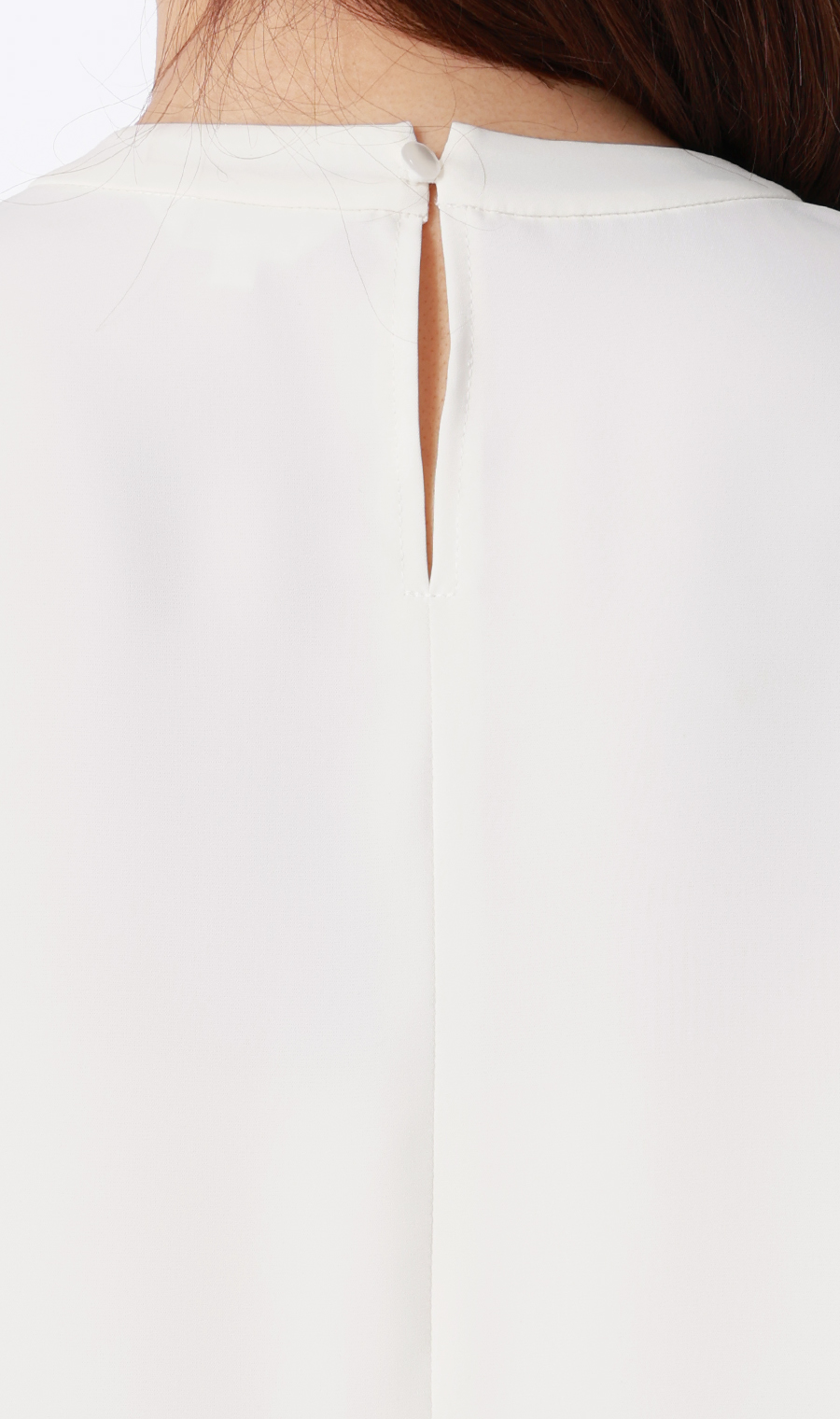 ボウタイ風タックブラウス【長袖】 ホワイト S