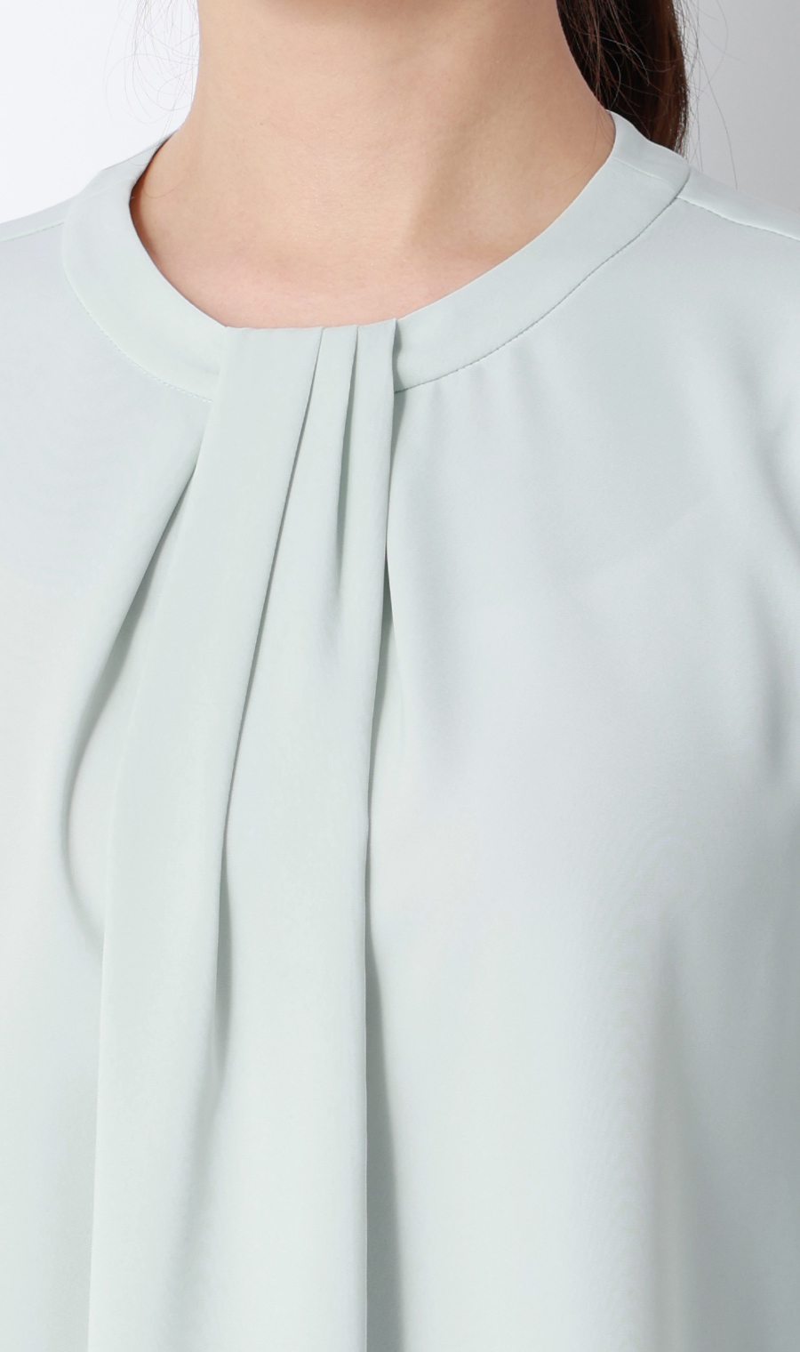 ボウタイ風タックブラウス【長袖】 ミント S