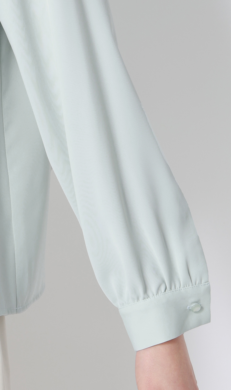 ボウタイ風タックブラウス【長袖】 ミント S