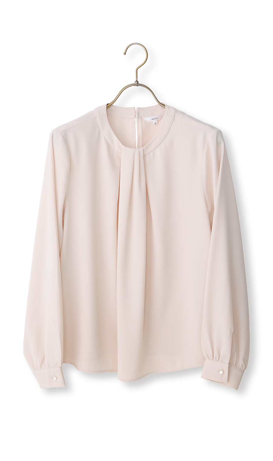 ボウタイ風タックブラウス【長袖】 ピンク S