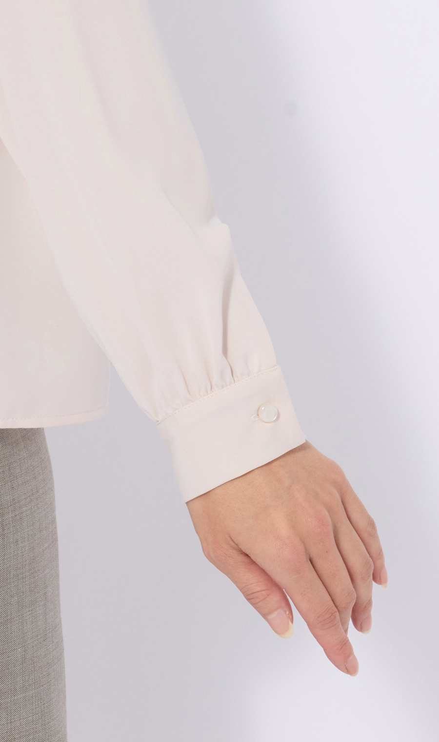 ボウタイ風タックブラウス【長袖】 ピンク LL